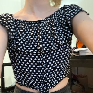 Black and white cropped blouse